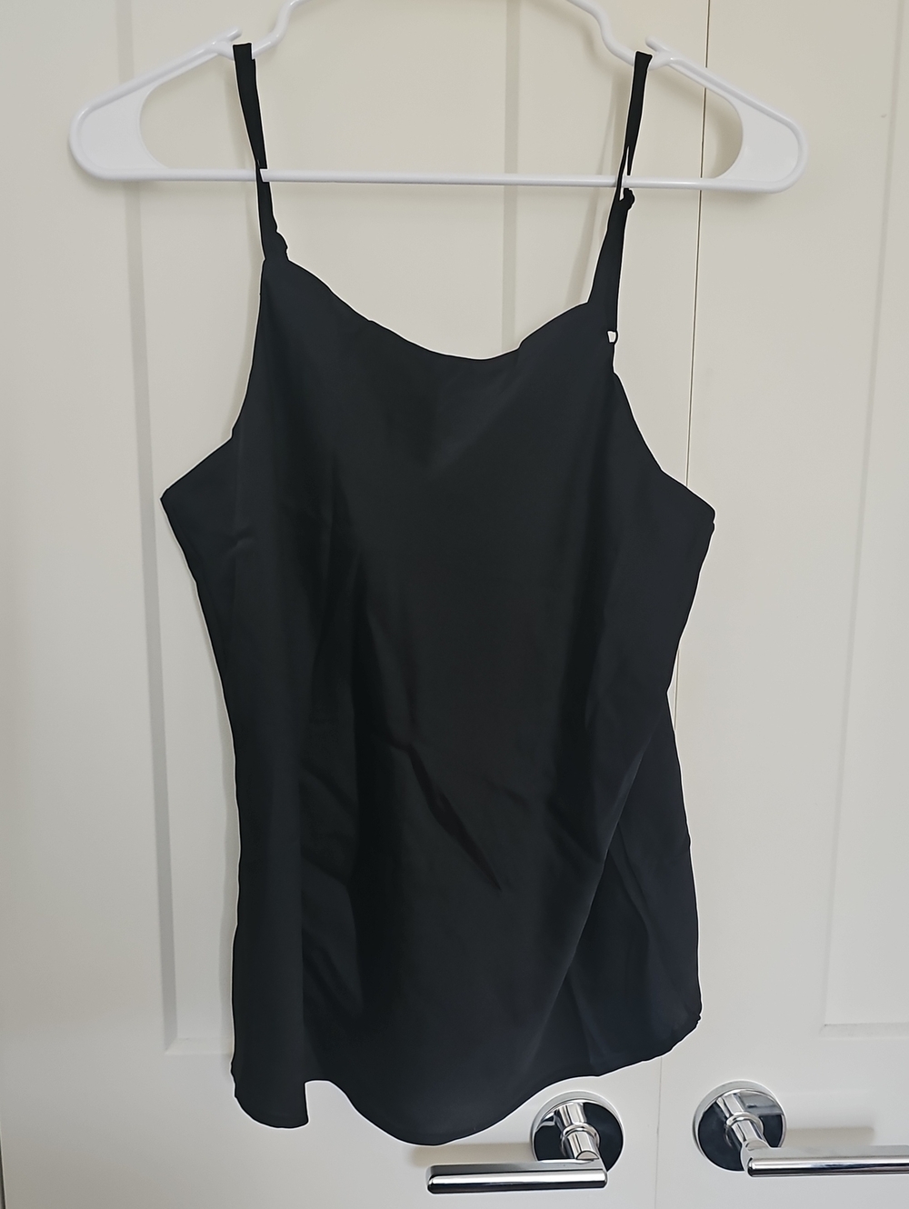 Classic Black Satin Camisole with Adjustable Straps